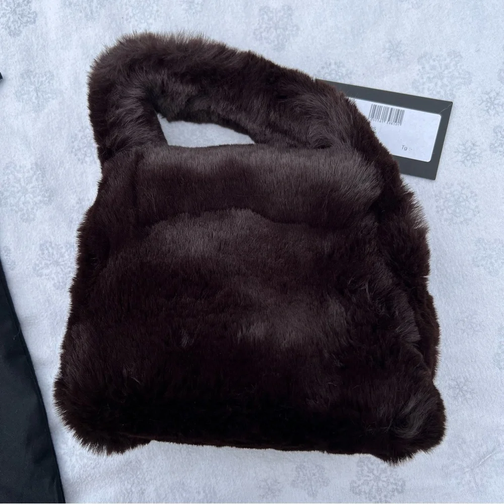 Blumarine faux fur bag with rhinestone logo - Picture 9 of 12